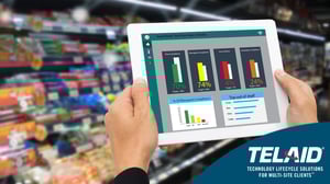 iPad displaying analytics in grocery store