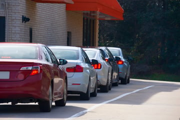 Cars in QSR drive-thru