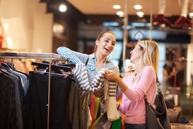 happy young girls in  shopping mall, friends having fun together-1